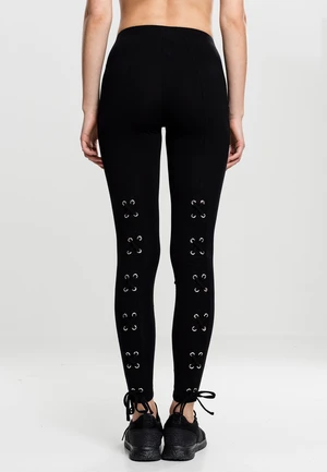 Women's lace-up leggings - black