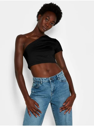 Black Asymmetrical Crop Top Noisy May Nini - Women