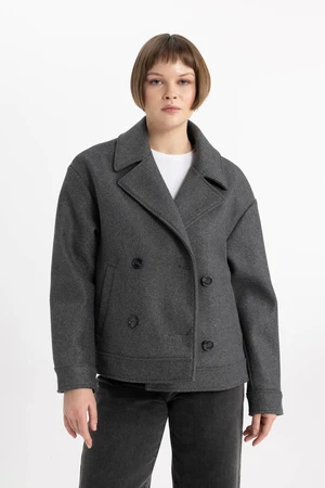 DEFACTO Regular Fit Jacket Collar Button Closure Short Knit Coat