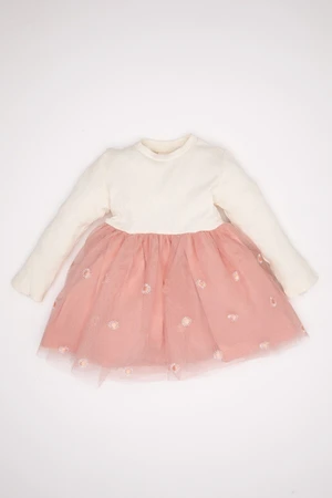 DEFACTO Baby Girl Crew Neck Long Sleeve Ribbed Camisole Tutu Dress