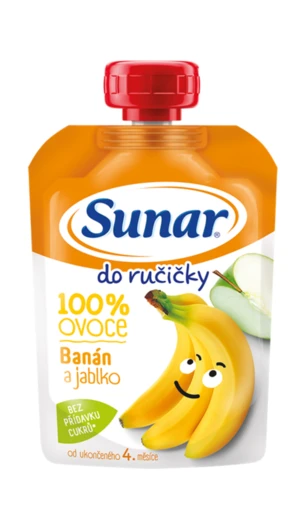 Sunar Do ručičky Banán a jablko 100 % ovocia 100 g,SUNAR Kapsička Do ručičky banán, jablko 100 g