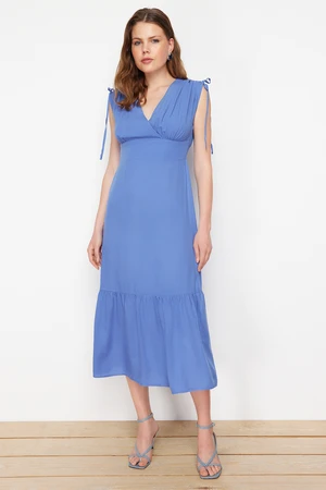 Trendyol Blue Skirt Flounced Maxi Woven Dress