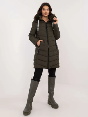 Khaki women's quilted winter jacket