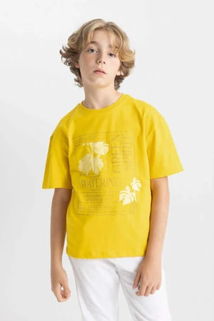 DEFACTO Boy's Oversize Fit Crew Neck Printed Short Sleeve T-Shirt