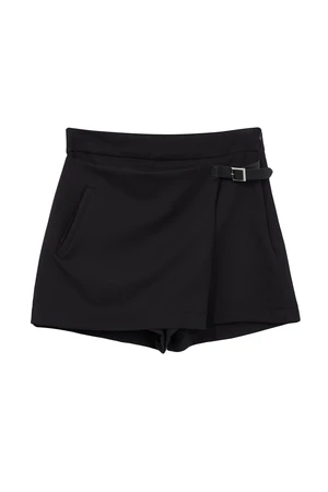 Trendyol Black Belt Detailed Woven Short Skirt