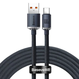 Datový kabel Baseus Crystal Shine Series USB-C 1,2m 100W (20V/5A) černý