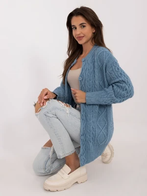 Blue loose cardigan with long sleeves