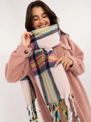 Light pink women's checkered scarf