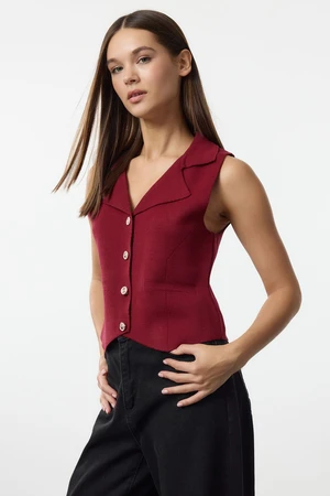 Trendyol Claret Red Regular Button Detailed Vest