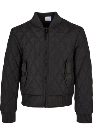 Girls' Diamond Quilt Nylon Jacket Black