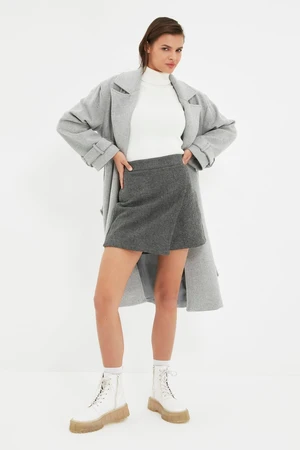 Trendyol Anthracite Wraparound Cachet Woven Short Skirt