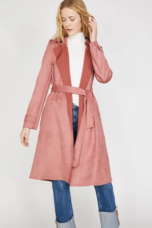 Koton Trench Coat - Pink - Double-breasted