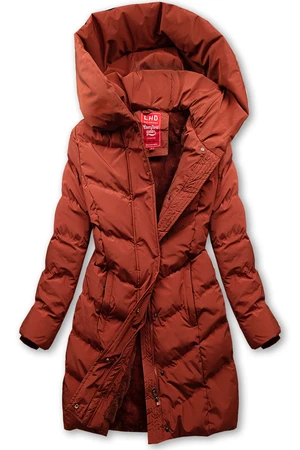 Winterjacke mit großer Kapuze Braunrot