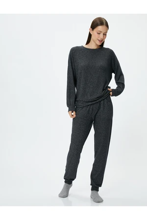 Koton Pajama Top Crew Neck Long Sleeve Viscose Blend