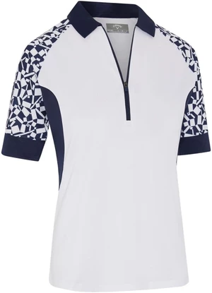 Callaway Two-Tone Geo 1/2 Sleeve Zip Womens Polo Brilliant White M Polo košile