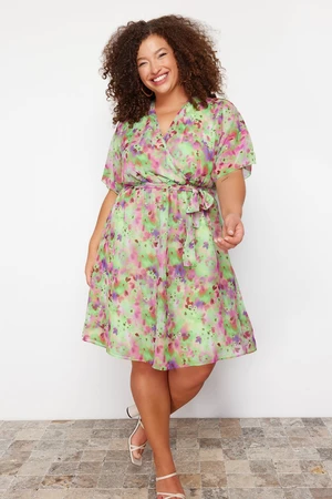 Trendyol Curve Multi Color Chiffon Woven Plus Size Dress