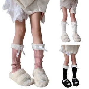 Women Knitting High Boot Long Tube Knitted Leg Sleeve Foot Cover Non Slip Warmer DropShip