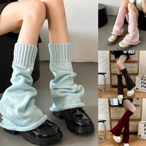 Women Lolitas Knitted Long Socks Y2K Leg Warmers Harajuku Leg Cover Booties Sock