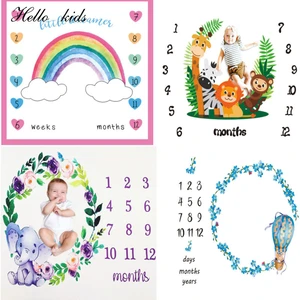 Baby Milestone Background Photo Blanket Infant Photography Backdrop Cloth Kids Photographic Calendar Photo Props Accessories