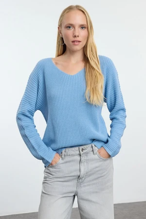 Trendyol Blue Wide Fit Basic Knitwear Sweater