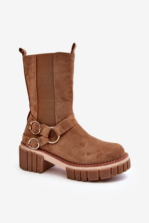 Women's suede insulated work boots Camel Brinnon