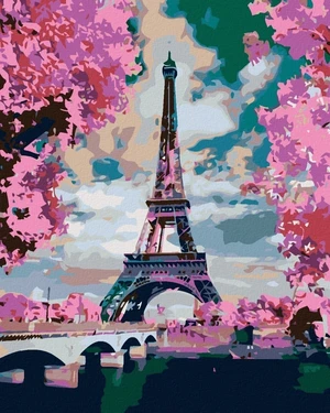 Zuty Peinture au diamant Tour Eiffel et arbres roses