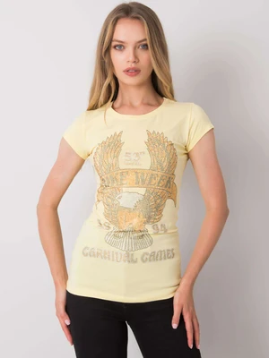 Light yellow women's T-shirt with appliqué