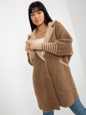 Light brown loose alpaca coat with pockets