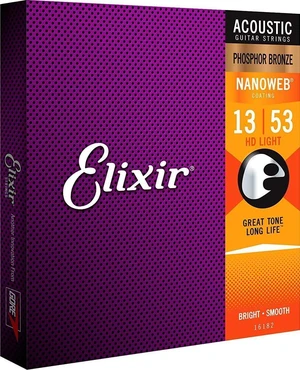 Elixir 16182 Nanoweb 13-53 Cordes de guitares acoustiques