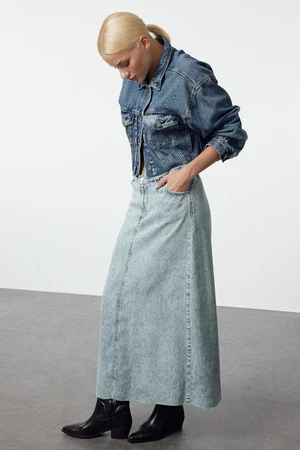 Trendyol Blue 100% Tencel™ Maxi Denim Skirt