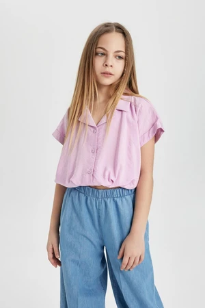 DEFACTO Girls' Crop Short Sleeve Shirt