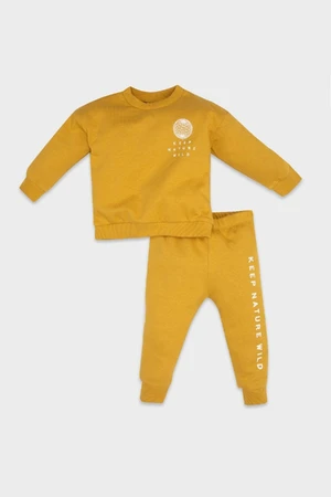 DEFACTO Baby Boy Printed Crew Neck Sweatshirt Elastic Waist Sweatpants 2-Piece Set