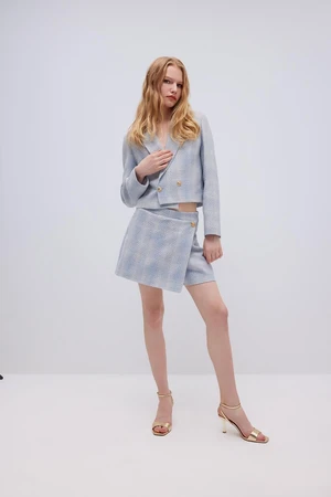 DEFACTO High Waist Plaid Tweed Mini Shorts Skirt