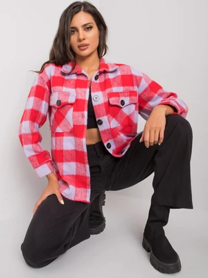 Women's checkered shirt in red and lilac