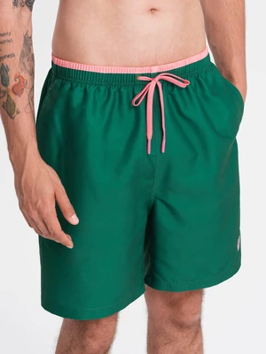 Ombre Men's two-tone ribbed swim shorts - dark green