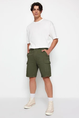 Trendyol Khaki Relaxed Cut Denim Jeans Shorts with Cargo Pocket & Bermuda