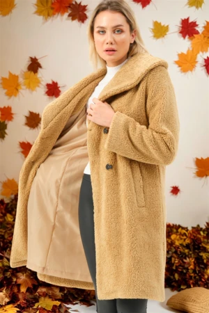 Z6776 DEWBERRY LADIES' COAT-PLAIN CAMEL