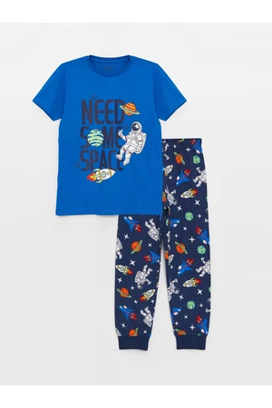 LC Waikiki Crew Neck Printed Short Sleeve Boys Pajamas Set