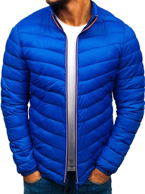 Men's quilted jacket without hood LY1015 - blue,