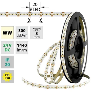 LED pásek McLED 24V teplá bílá š=8mm IP20 18W/m 300LED/m SMD2216 ML-126.736.60.1