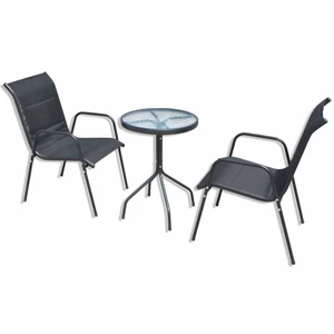 Zahradní bistro set 3 ks kov / textilen Dekorhome Černá