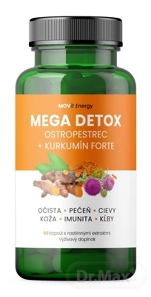 MOVit Mega Detox Ostropestrec + Kurkumín FORTE