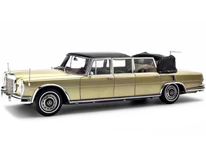 1965-1981 Mercedes Benz 600 Pullman (W100) Landaulet Limousine Convertible with Functional Softtop Gold Limited Edition to 800 pieces Worldwide 1/18