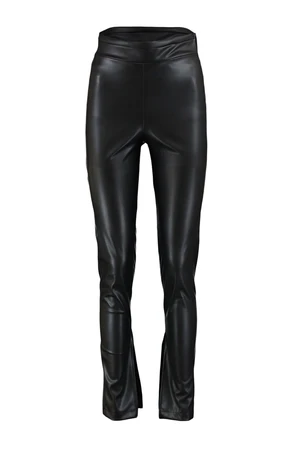 Trendyol Black Slit Detailed Faux Leather Knitted Leggings