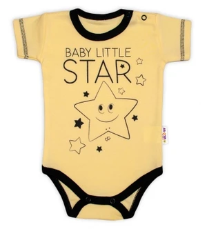 Body krátký rukáv Baby Nellys, Baby Little Star - žluté, vel. 86 (12-18m)