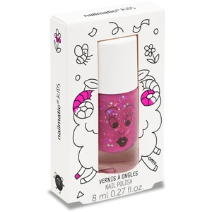 Nailmatic Kids lak na nechty pre deti odtieň Sheepy - transparent glitter raspberry 8 ml