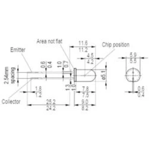 Fototranzistor Osram Components, SFH 300 FA-3/4, 1100 nm, 25 °, 5 mm