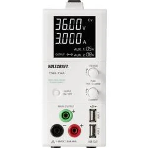 Laboratorní zdroj s nastavitelným napětím VOLTCRAFT TOPS-3363, 1 - 36 V/DC, 0.25 - 3 A, 100 W, Počet výstupů: 3 x