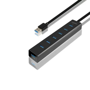 AXAGON HUE-SA7BP 7x USB 3.0 hub gyorstöltés támogatással, Black