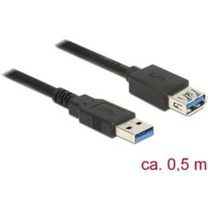 USB 3.0 prodlužovací kabel Delock DELOCK Kabel USB 3.0 Typ-A St < Bu 0,5m 85053, 50.00 cm, černá